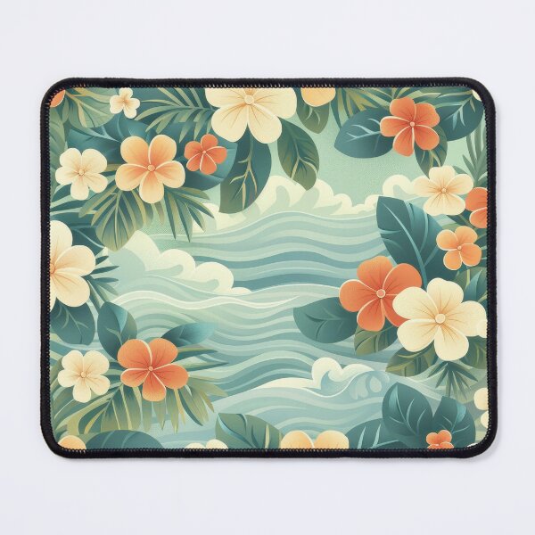 Item preview, Vintage Hawaiian Floral Pattern With Ocean Waves designed and sold by ML-Media.