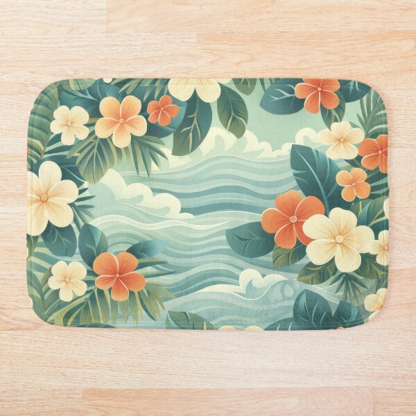 Item preview, Patrón floral hawaiano vintage con olas del océano designed and sold by ML-Media.