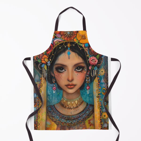 Item preview, Colorful girl with floral headpiece in detailed portrait. designed and sold by Artessie.