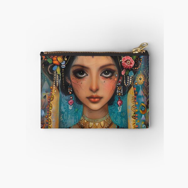 Item preview, Colorful girl with floral headpiece in detailed portrait. designed and sold by Artessie.