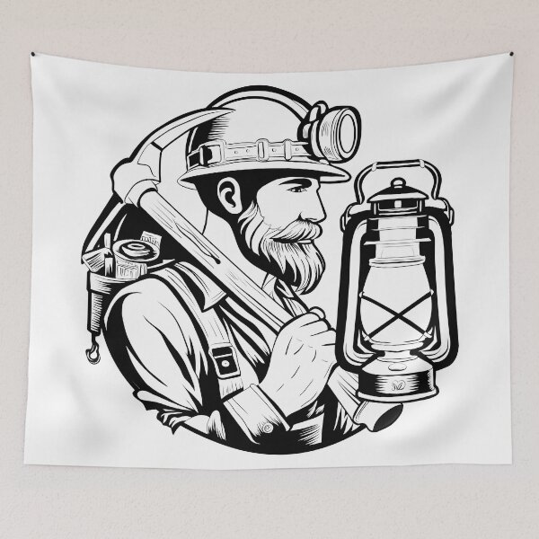 Item preview, Namaloue miner black & white designed and sold by cheznamaloue.