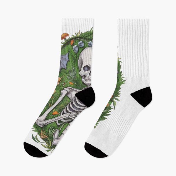 Item preview, skeleton on the grass with flowers designed and sold by MyNiceDesigns.