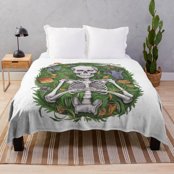 Item preview, skeleton on the grass with flowers designed and sold by MyNiceDesigns.