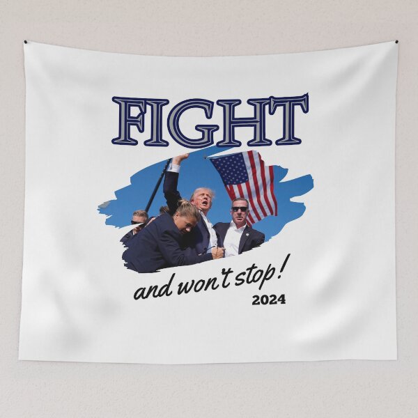 Item preview, Fight and Won't Stop Donald Trump 2024 Election Campaign,  designed and sold by CrazyInk23.