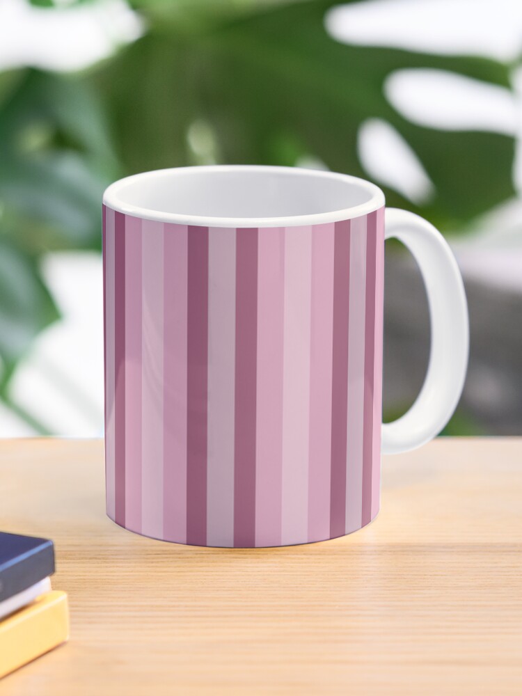 Coffee Mug, Geometric Dusky Pink Colorful Vertical Stripes designed and sold by Triplicate Limited