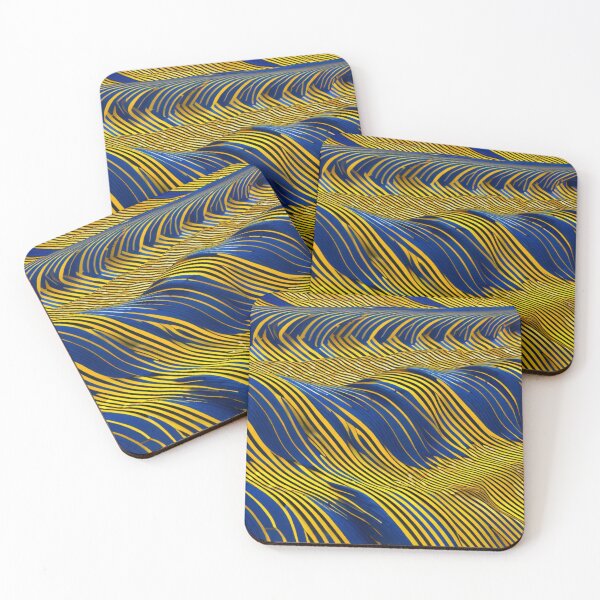 Item preview, SYNTHWAVE - Abstract Yellow and blue waves during sunset, rough sea designed and sold by Atmosferica.