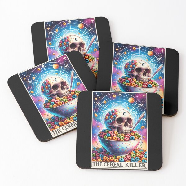 Item preview, The cereal killer Fruit loops Skull watercolor Tarot deck card designed and sold by PreciousTime.