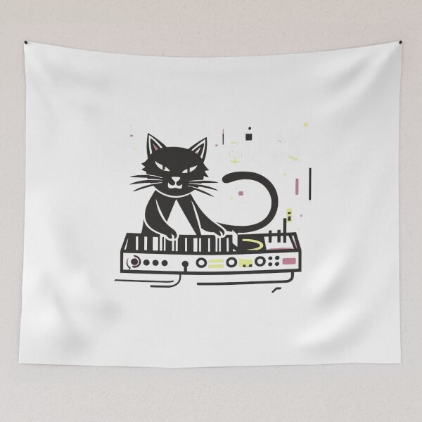 Item preview, Minimalist Cat Synthesizer - Retro-Futuristic Cool Cat Design designed and sold by Colorful-Garden.