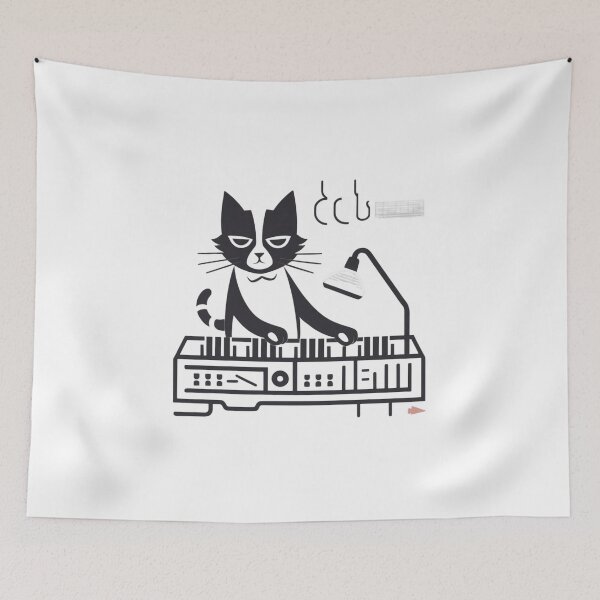 Item preview, Minimalist Cat Synthesizer - Retro-Futuristic Cool Cat Design designed and sold by Colorful-Garden.
