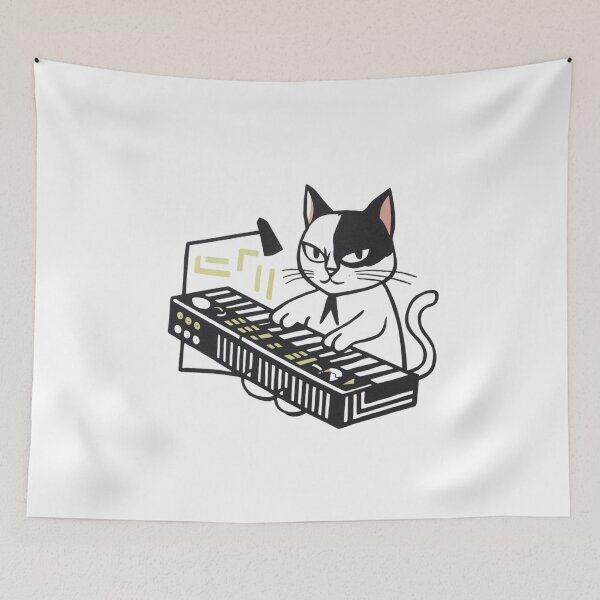 Item preview, Minimalist Cat Synthesizer - Retro-Futuristic Cool Cat Design designed and sold by Colorful-Garden.