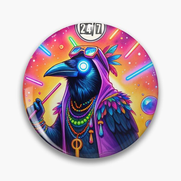 Item preview, Just Raven ~ Psychedelic techno beats ~ neon raving raver - Tomorrowland vibes - Tarot deck card designed and sold by PreciousTime.