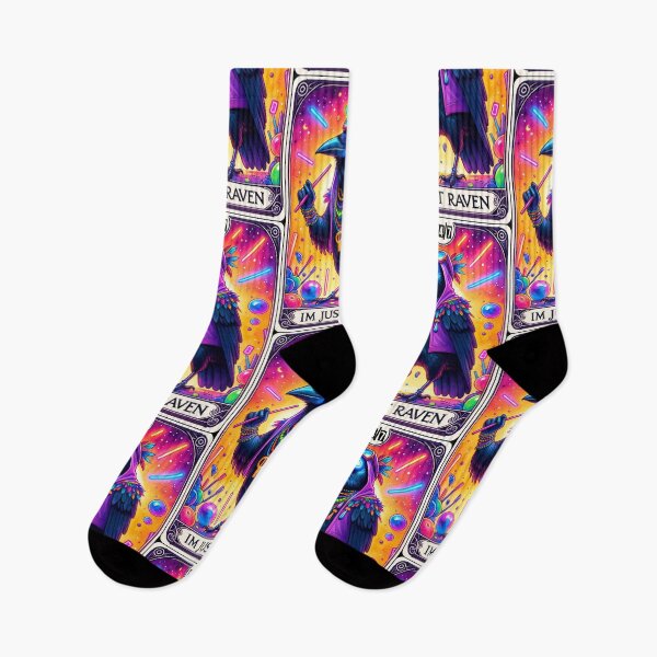 Item preview, Just Raven ~ Psychedelic techno beats ~ neon raving raver - Tomorrowland vibes - Tarot deck card designed and sold by PreciousTime.