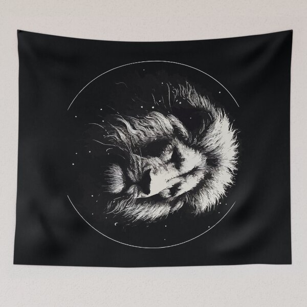 Item preview, Monochromatic Outline Lion Face Portrait designed and sold by TomFrontierArt.
