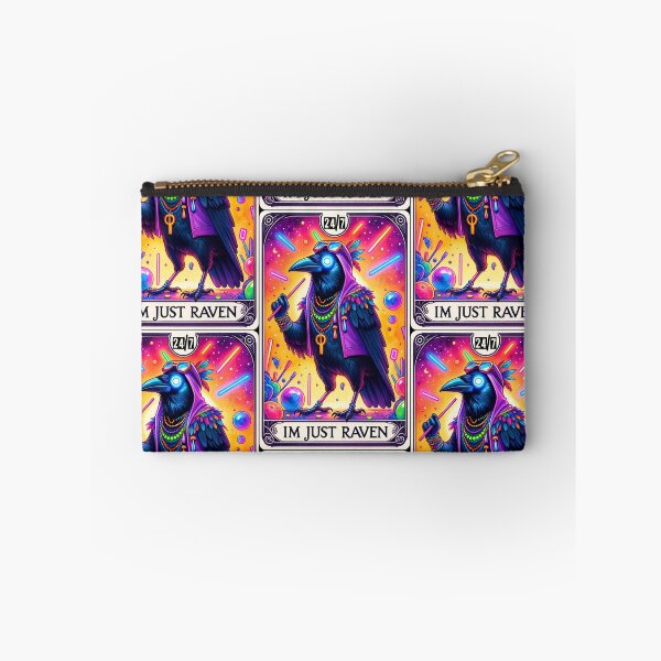 Item preview, Just Raven ~ Psychedelic techno beats ~ neon raving raver - Tomorrowland vibes - Tarot deck card designed and sold by PreciousTime.