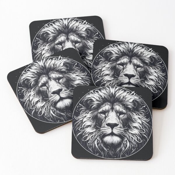 Item preview, Monochromatic Outline Lion Portrait designed and sold by TomFrontierArt.