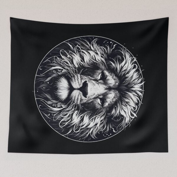 Item preview, Monochromatic Outline Lion Portrait designed and sold by TomFrontierArt.