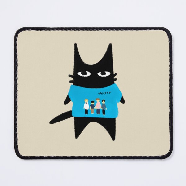 Item preview, furtoon series: black cat wearing weezer shirt designed and sold by Kyna Arts.