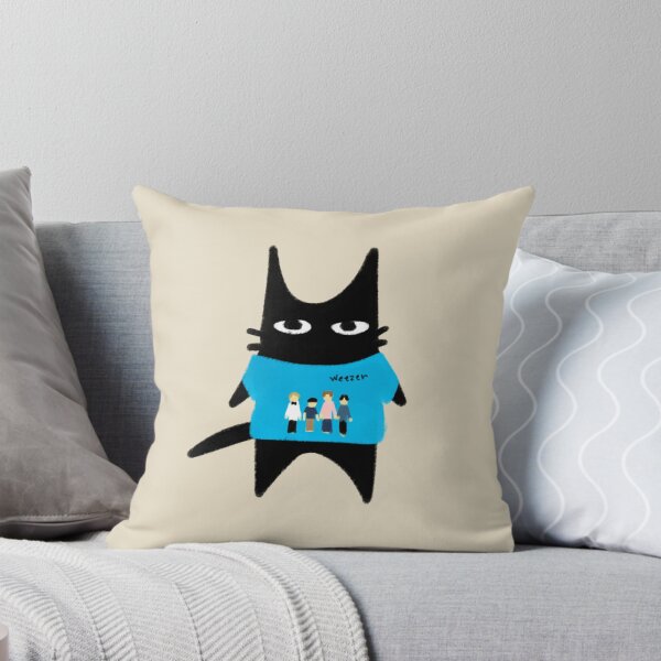 Item preview, furtoon series: black cat wearing weezer shirt designed and sold by Kyna Arts.