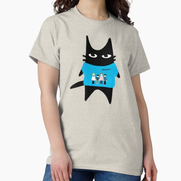 Vista previa del artículo con la obra «serie furtoon: gato negro con camisa weezer», diseñado y vendido por Kyna Arts.