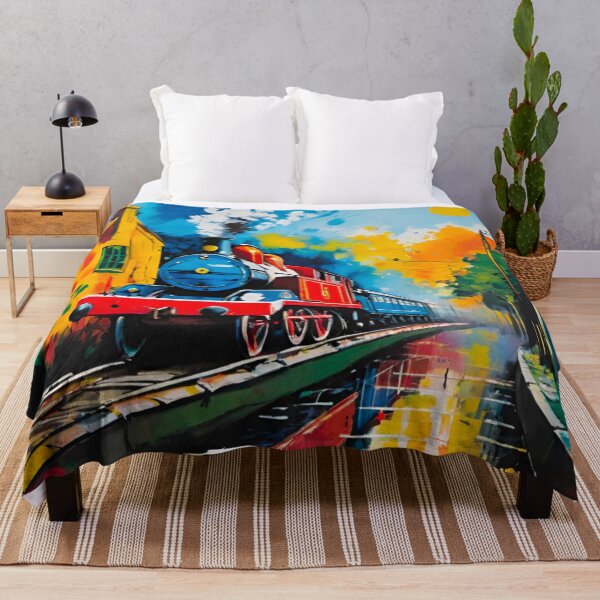 Item preview, Train Running Through Countryside Village designed and sold by GrizzlyCollective.
