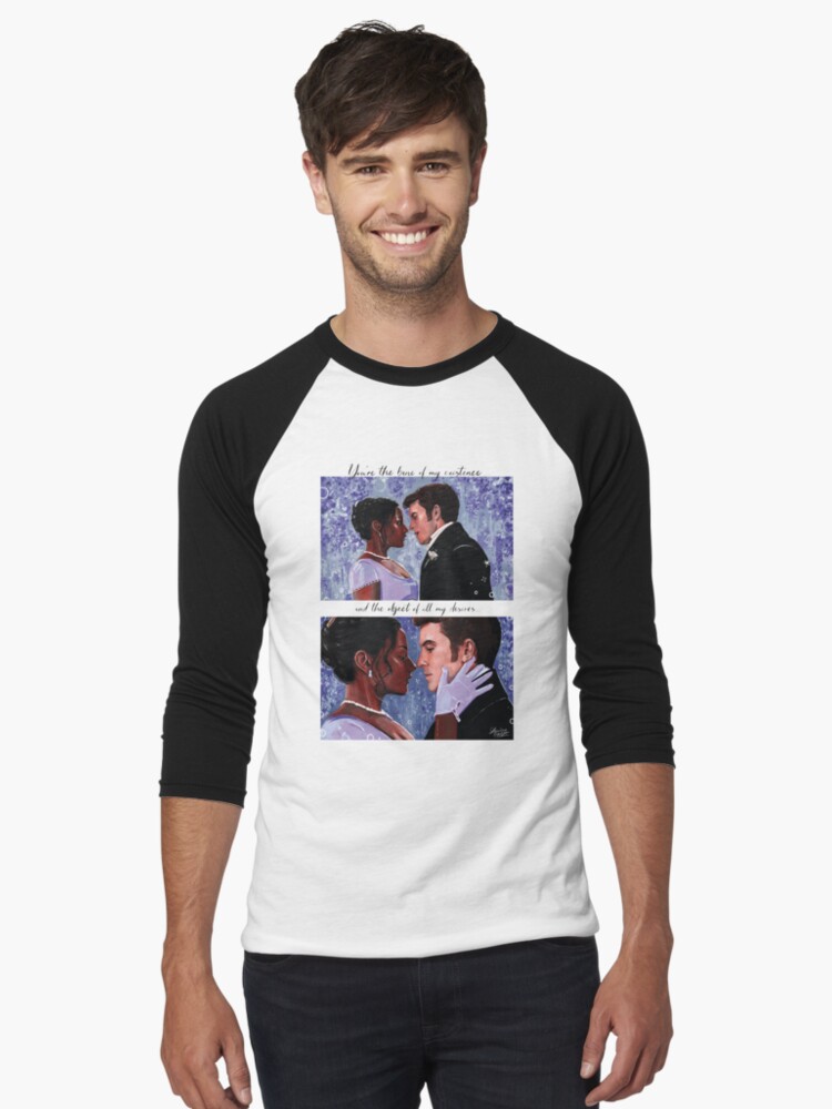 Aperçu 1 sur 3. T-shirt baseball manches ¾ avec l'œuvre Kate & Anthony Bridgerton fanart créée et vendue par laureneportrait.