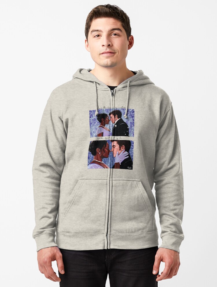 Aperçu 1 sur 5. Veste zippée à capuche avec l'œuvre Kate & Anthony Bridgerton fanart créée et vendue par laureneportrait.