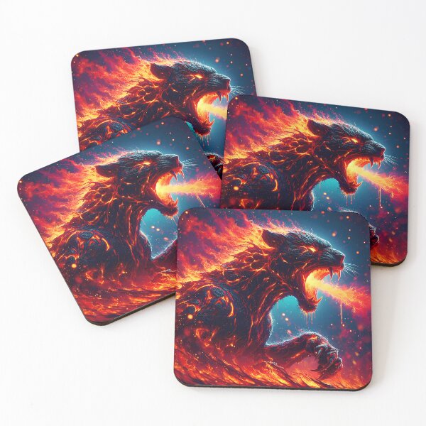 Item preview, Lava Fire Black Panther Breathing Fire, Ai Generated Art  designed and sold by ACC .