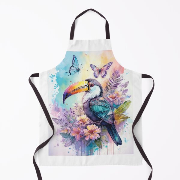 Item preview, Tucan bird watercolor bird with florals, flowers and watercolour butterflies designed and sold by navitalidesign.
