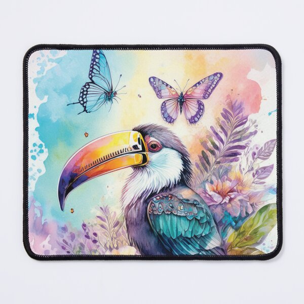 Item preview, Tucan bird watercolor bird with florals, flowers and watercolour butterflies designed and sold by navitalidesign.