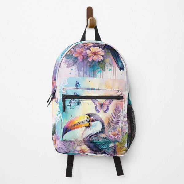 Item preview, Tucan bird watercolor bird with florals, flowers and watercolour butterflies designed and sold by navitalidesign.