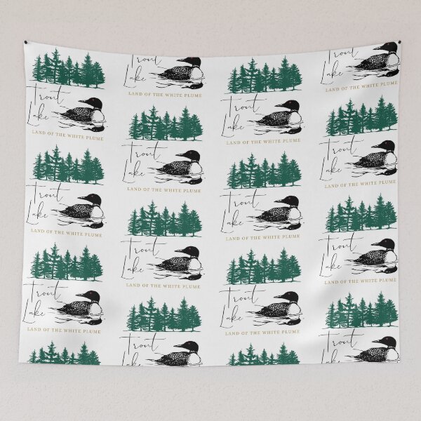 Item preview, Trout Lake Land of the White Plume 13652 Adirondack foothills Northern New York loon trees designed and sold by CreativeCurious.