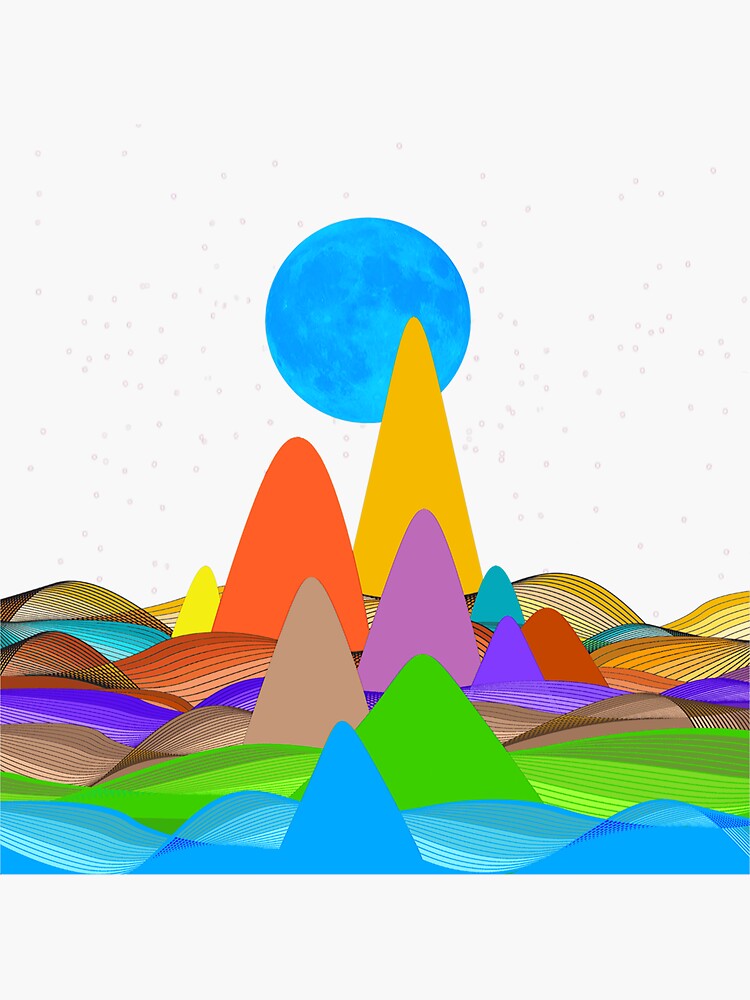 Thumbnail 3 of 3, Sticker, Fanciful Hills -2 designed and sold by Vk91.