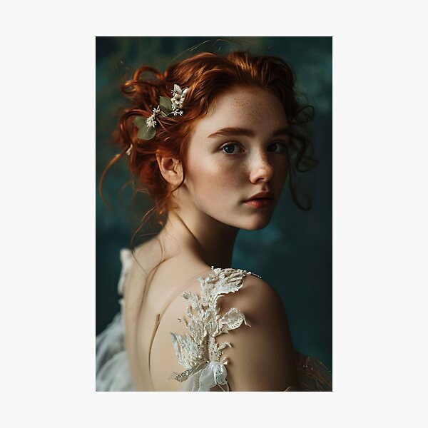 Item preview, beautiful red-haired ballerina in white tutu designed and sold by MillyMae-Design.