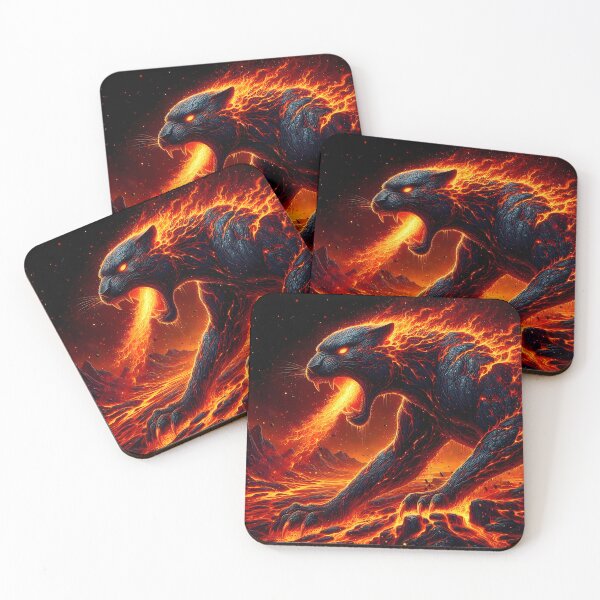 Item preview, Lava Fire Black Panther Breathing Fire, Ai Generated Art  designed and sold by ACC .