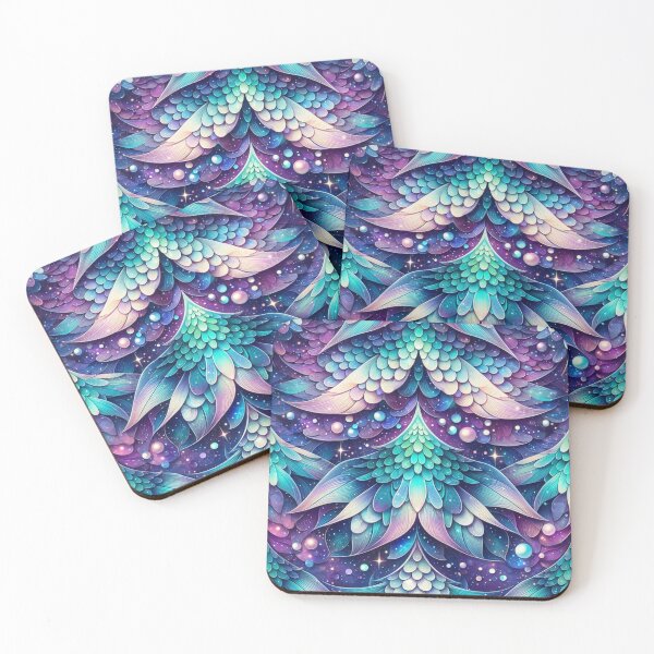 Item preview, Purple Pink And Teal Mermaid Scales Print designed and sold by SeaStarMermaids.