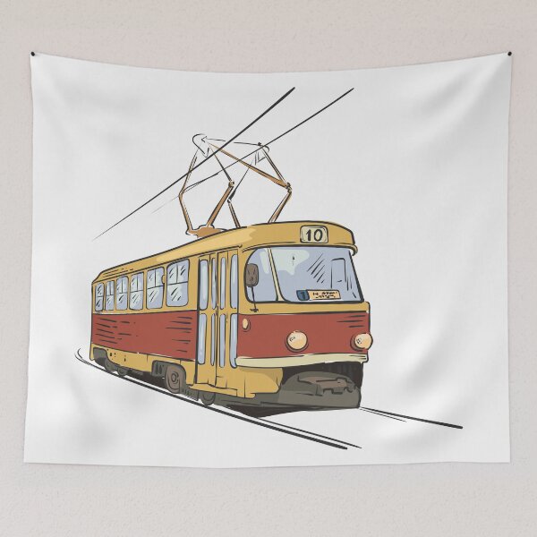 Item preview, Vintage yellow tram designed and sold by Deepness2023.