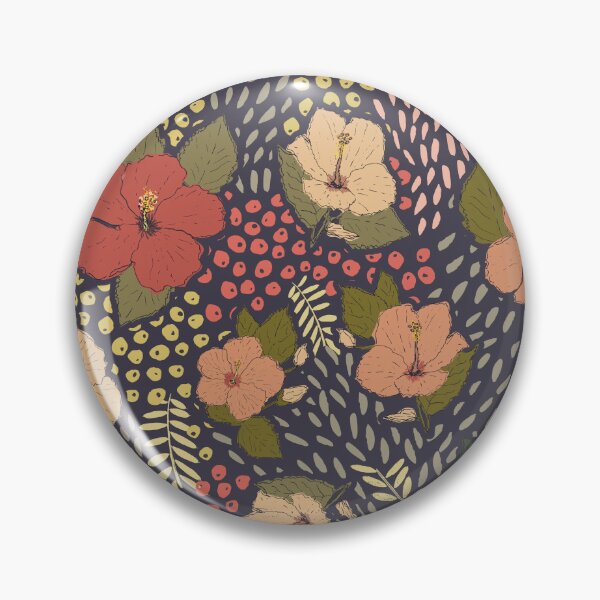 Item preview, Red Hibiscus on night blue background designed and sold by cezidesign.