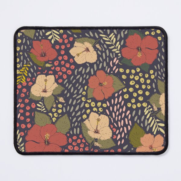 Item preview, Red Hibiscus on night blue background designed and sold by cezidesign.