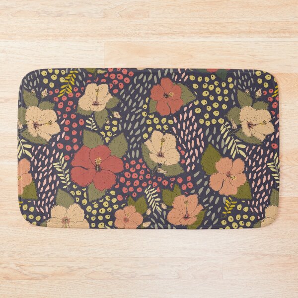 Item preview, Red Hibiscus on night blue background designed and sold by cezidesign.