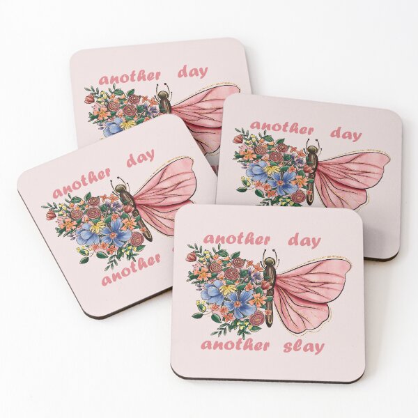 Item preview, another day another slay with floral pink butterfly designed and sold by EmeraldeaArt.