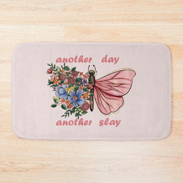 Item preview, another day another slay with floral pink butterfly designed and sold by EmeraldeaArt.