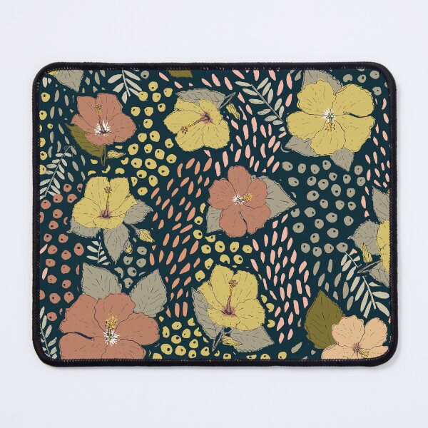 Item preview, Orange Hibiscus on petroleum blue background designed and sold by cezidesign.