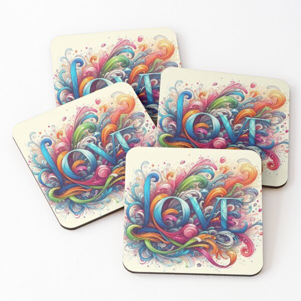 Item preview, LOVE Spirals rainbow Ribbons sketch canvas art. designed and sold by ZulryLifestyles.