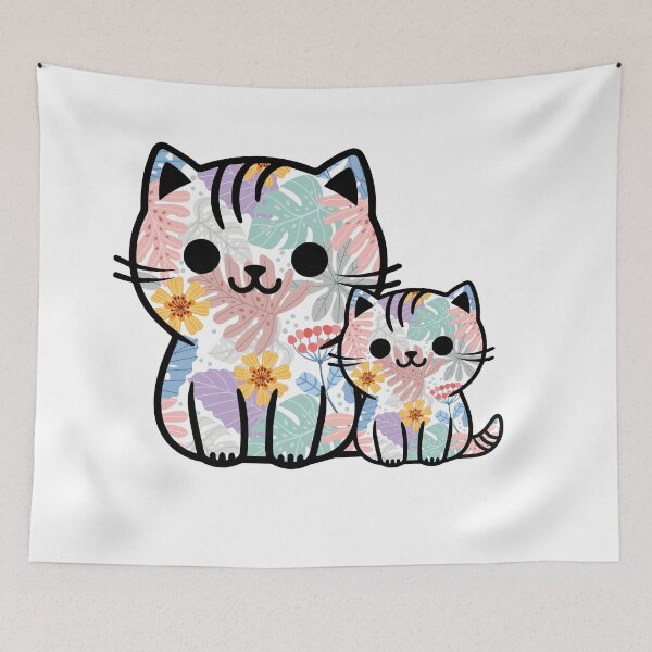 Item preview, Cute kitty botanical background designed and sold by Kinkalow.