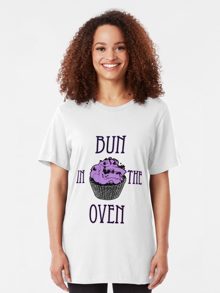 Alternate view of Bun In The Oven - Lilac - Pregnancy Tee Slim Fit T-Shirt