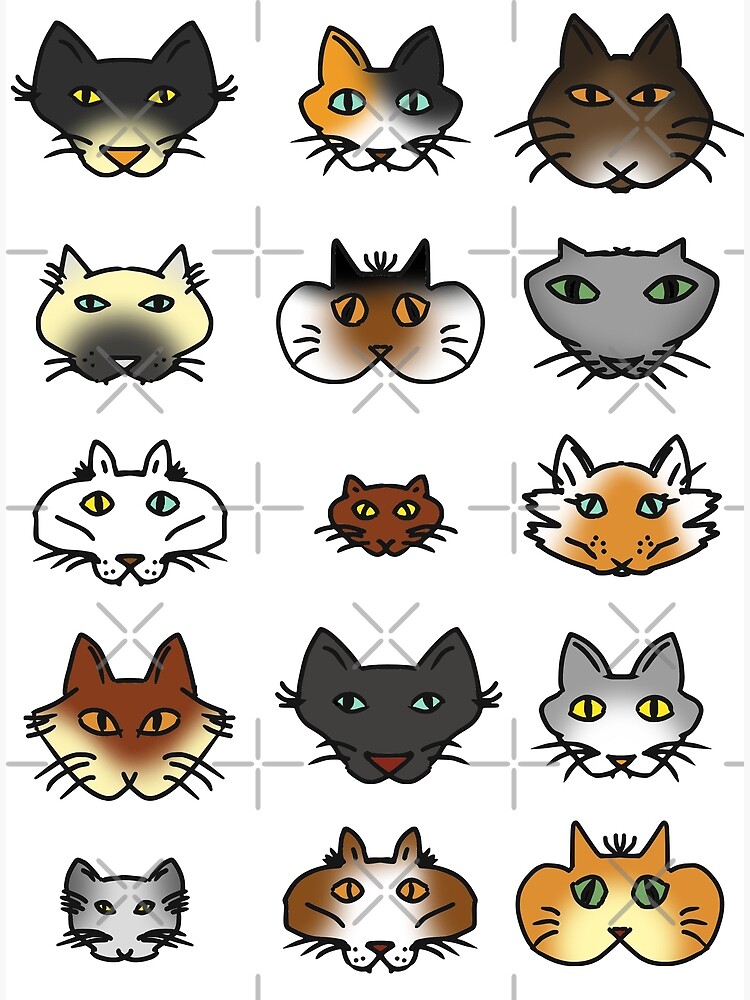 doodle cat face pattern doodle-cat-face-pattern-art-print-for-sale-by-fandomizedrose-redbubble