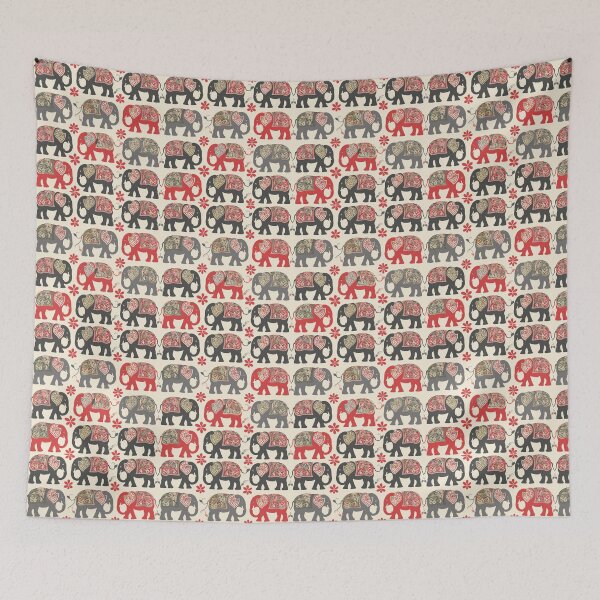 Item preview, elephant pattern, elephant print design, elephant motif, elephant illustration, memory elephant, elephant art, elephant fabric, tribal elephant, geometric elephant, cute elephant designed and sold by HerbGimmick.