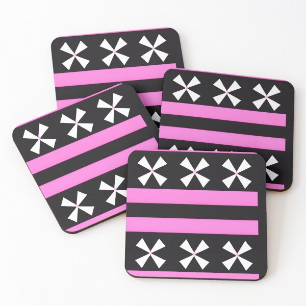 Item preview, Pink  Stripes and White Floral Pattern in a black background designed and sold by Liza36designs.