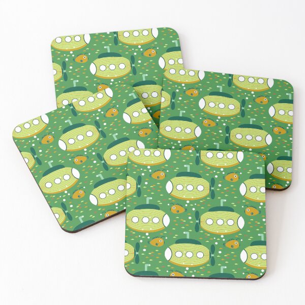Item preview, Submarine on a green background designed and sold by Alex  Blud.