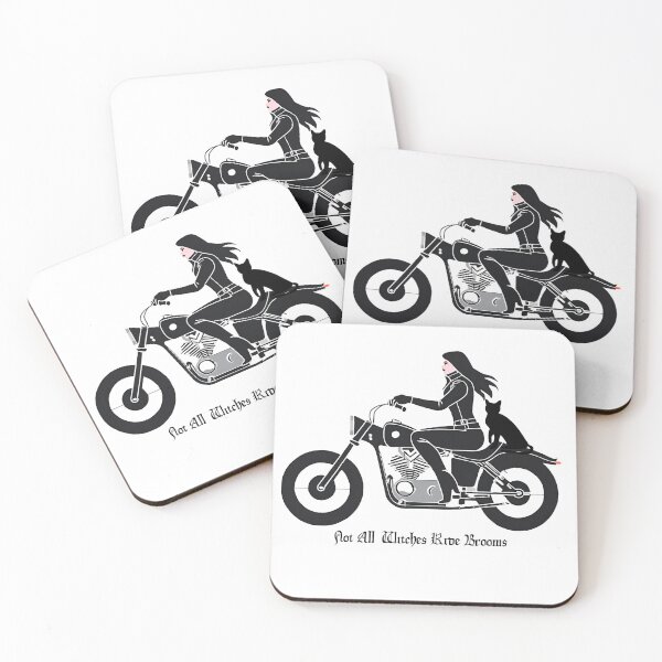 Item preview, Motorcycle Witches in black with her familiar, AI Prints and stuff designed and sold by Smallfish1274.